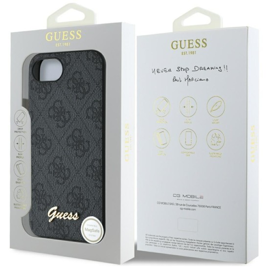 Guess 4G Script Logo MagSafe case for iPhone 16e - black