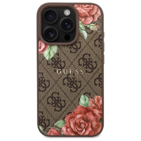 Guess GUHMP16LP4ROPEMCW iPhone 16 Pro 6.3" brown/brown hardcase 4G Flowers Print MagSafe Guess GUHMP16LP4ROPEMCW iPhone 16 Pro 6.3" brown/brown hardcase 4G Flowers Print MagSafe