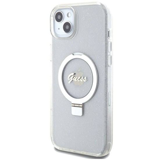 Guess GUHMP15MHRSGSD iPhone 15 Plus / 14 Plus 6.7" transparent/transparent hardcase Ring Stand Script Glitter MagSafe Guess GUHMP15MHRSGSD iPhone 15 Plus / 14 Plus 6.7" transparent/transparent hardcase Ring Stand Script Glitter MagSafe