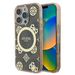 Guess IML Peony On 4G Background MagSafe Case for iPhone 16 Pro - Brown Guess IML Peony On 4G Background MagSafe Case for iPhone 16 Pro - Brown