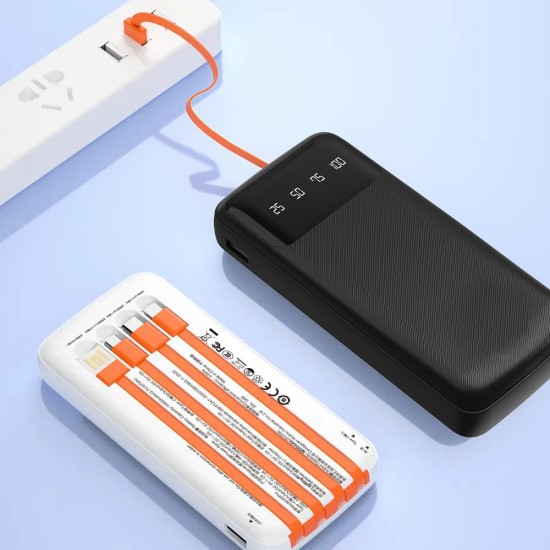 Dudao K6Pro Universal 10000mAh Power Bank with USB Cable, USB Type C, Lightning white (K6Pro-white)
