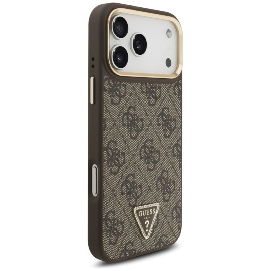 Guess 4G Triangle Logo MagSafe Case for iPhone 17 Pro Max - Brown &amp;amp; Gold