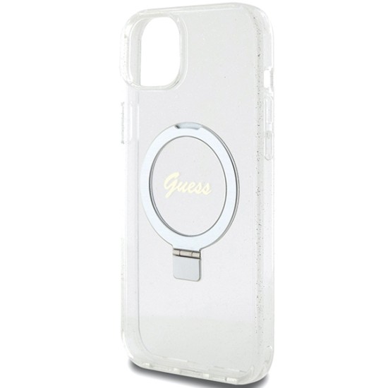 Guess GUHMP15MHRSGSD iPhone 15 Plus / 14 Plus 6.7" transparent/transparent hardcase Ring Stand Script Glitter MagSafe Guess GUHMP15MHRSGSD iPhone 15 Plus / 14 Plus 6.7" transparent/transparent hardcase Ring Stand Script Glitter MagSafe