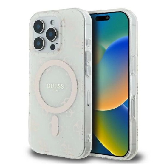 Guess IML 4G Background MagSafe iPhone 16 Pro Case - White Guess IML 4G Background MagSafe iPhone 16 Pro Case - White