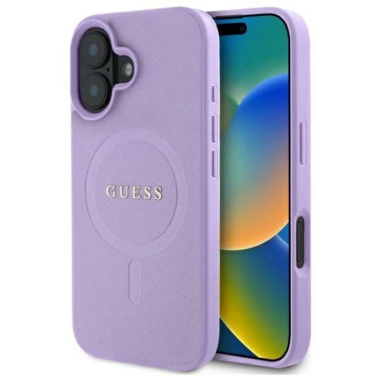 Guess Saffiano MagSafe iPhone 16 Case - Purple Guess Saffiano MagSafe iPhone 16 Case - Purple