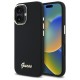 Guess Silicone Script Metal Logo &amp;amp; Frame Case for iPhone 16 - Black