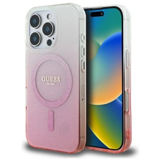 Guess IML Glitter Gradient MagSafe Case for iPhone 16 Pro Max - Pink Guess IML Glitter Gradient MagSafe Case for iPhone 16 Pro Max - Pink