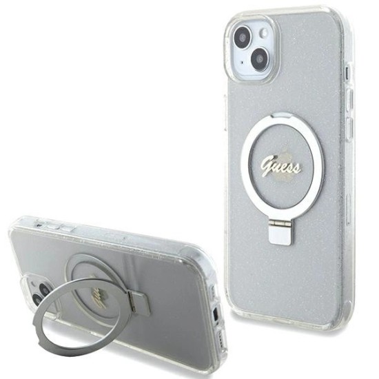 Guess GUHMP15MHRSGSD iPhone 15 Plus / 14 Plus 6.7" transparent/transparent hardcase Ring Stand Script Glitter MagSafe Guess GUHMP15MHRSGSD iPhone 15 Plus / 14 Plus 6.7" transparent/transparent hardcase Ring Stand Script Glitter MagSafe