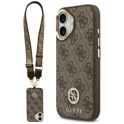 Guess 4G Strass Logo &amp;amp; Big Strap Metal Buttons MagSafe Case for iPhone 17 - Brown
