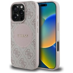 Guess 4G Circle Classic Logo MagSafe iPhone 16 Pro Case - Pink