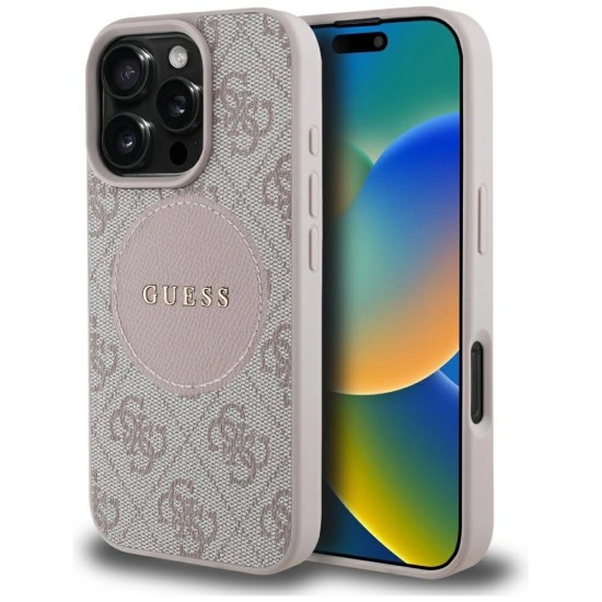 Guess 4G Circle Classic Logo MagSafe iPhone 16 Pro Case - Pink
