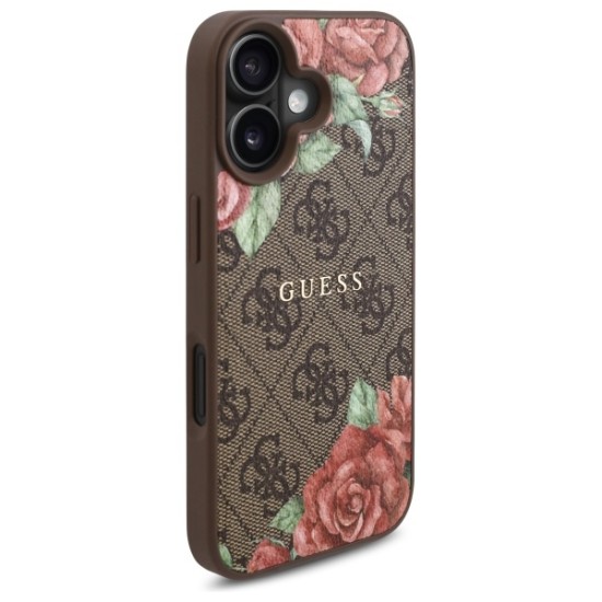 Guess GUHMP16SP4ROPEMCW iPhone 16 6.1" brown/brown hardcase 4G Flowers Print MagSafe Guess GUHMP16SP4ROPEMCW iPhone 16 6.1" brown/brown hardcase 4G Flowers Print MagSafe