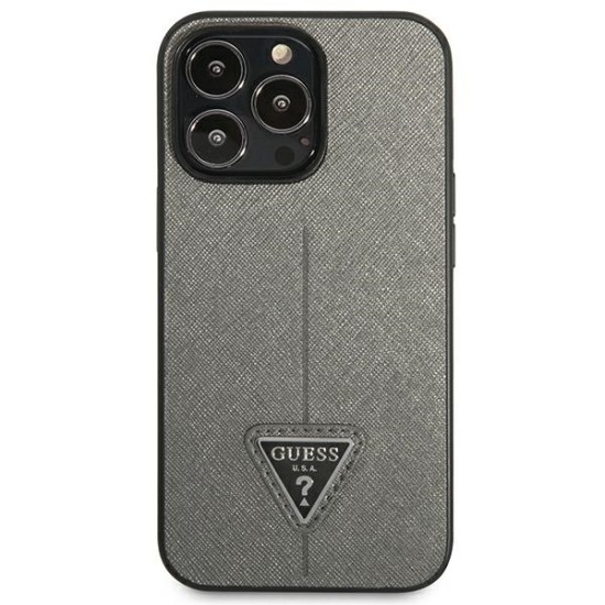 Guess Saffiano Triangle Logo case for iPhone 13 Pro / 13 6.1" - silver Guess Saffiano Triangle Logo case for iPhone 13 Pro / 13 6.1" - silver