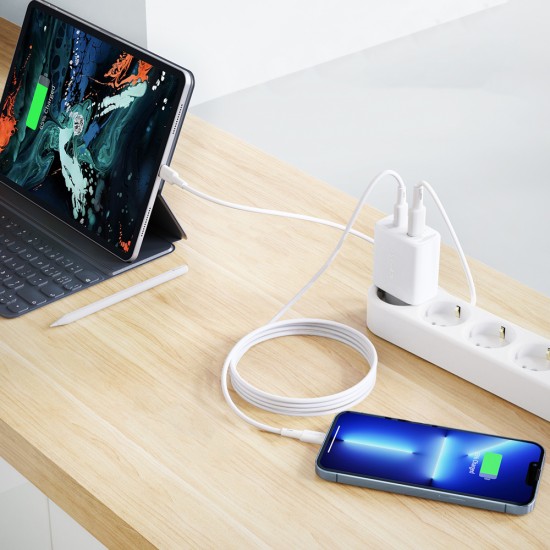 Acefast wall charger USB Type C / USB 20W, PPS, PD, QC 3.0, AFC, FCP white (A25 white) Acefast wall charger USB Type C / USB 20W, PPS, PD, QC 3.0, AFC, FCP white (A25 white)