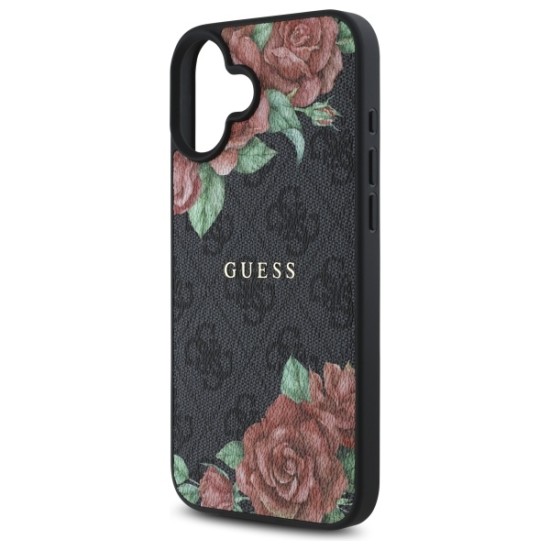 Guess GUHMP16SP4ROPEMCK iPhone 16 6.1" black/black hardcase 4G Flowers Print MagSafe Guess GUHMP16SP4ROPEMCK iPhone 16 6.1" black/black hardcase 4G Flowers Print MagSafe