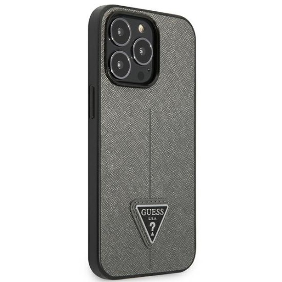 Guess Saffiano Triangle Logo case for iPhone 13 Pro Max 6.7" - silver Guess Saffiano Triangle Logo case for iPhone 13 Pro Max 6.7" - silver