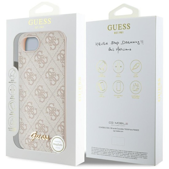Guess 4G Script Logo MagSafe iPhone 16e Case - Pink