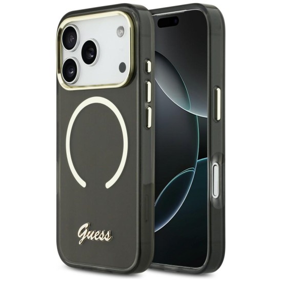 Guess IML Script Metal MagSafe Case for iPhone 17 Pro - Black Guess IML Script Metal MagSafe Case for iPhone 17 Pro - Black