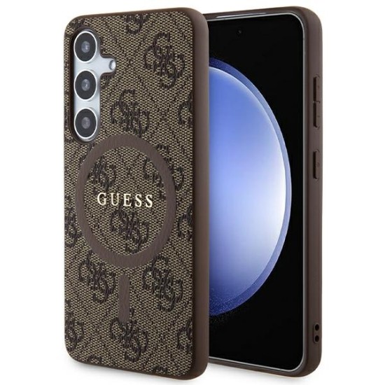 Guess 4G Collection Leather Metal Logo MagSafe Case for Samsung Galaxy S24 - Brown Guess 4G Collection Leather Metal Logo MagSafe Case for Samsung Galaxy S24 - Brown