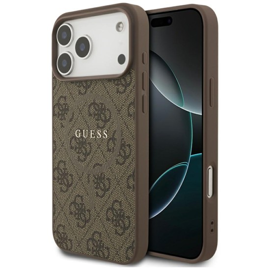 Guess 4G Ring Classic Logo MagSafe Case for iPhone 17 Pro Max - Brown