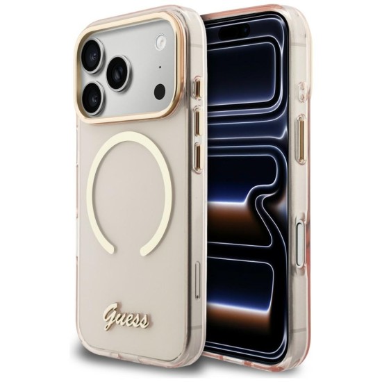 Guess IML Script Metal MagSafe Case for iPhone 17 Pro - Pink Guess IML Script Metal MagSafe Case for iPhone 17 Pro - Pink