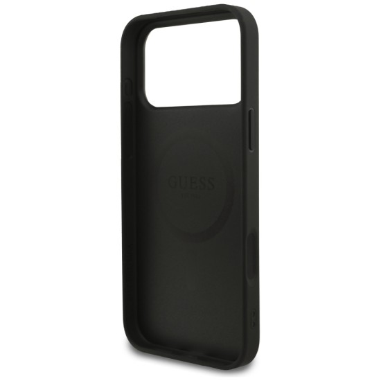 Guess Grained Ring MagSafe case for iPhone 17 Pro Max - black