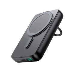 Wireless powerbank 10000mAh Joyroom JR-W050 20W MagSafe with ring and stand - black Wireless powerbank 10000mAh Joyroom JR-W050 20W MagSafe with ring and stand - black