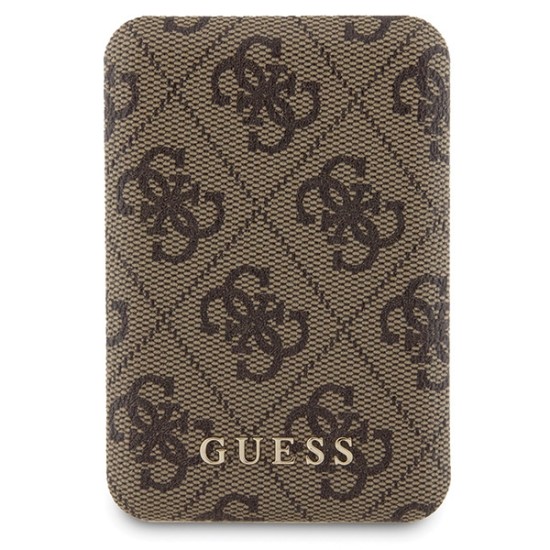 Guess 4G Metal Logo case set for iPhone 15 + 5000mAh MagSafe power bank - brown