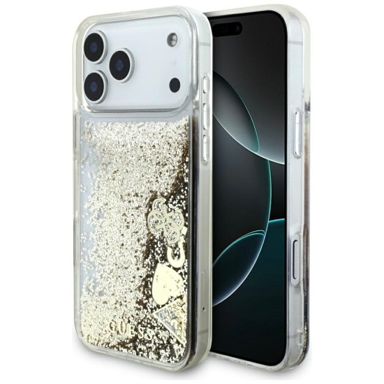 Guess Liq. Glitter 4 Charms Case for iPhone 17 Pro Max - Gold Guess Liq. Glitter 4 Charms Case for iPhone 17 Pro Max - Gold