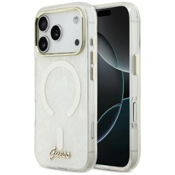 Guess IML Shell Script Metal MagSafe Case for iPhone 17 Pro Max - White Guess IML Shell Script Metal MagSafe Case for iPhone 17 Pro Max - White