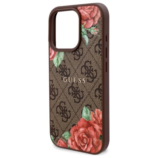 Guess GUHMP16LP4ROPEMCW iPhone 16 Pro 6.3" brown/brown hardcase 4G Flowers Print MagSafe Guess GUHMP16LP4ROPEMCW iPhone 16 Pro 6.3" brown/brown hardcase 4G Flowers Print MagSafe