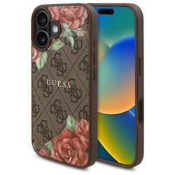 Guess GUHMP16SP4ROPEMCW iPhone 16 6.1" brown/brown hardcase 4G Flowers Print MagSafe Guess GUHMP16SP4ROPEMCW iPhone 16 6.1" brown/brown hardcase 4G Flowers Print MagSafe