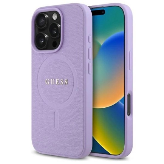 Guess Saffiano MagSafe iPhone 16 Pro Max Case - Purple Guess Saffiano MagSafe iPhone 16 Pro Max Case - Purple
