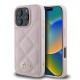 Guess Quilted Metal Logo iPhone 16 Pro Case - Pink Guess Quilted Metal Logo iPhone 16 Pro Case - Pink
