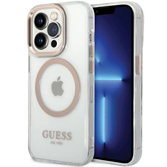 Guess Metal Outline Magsafe case for iPhone 15 / 14 / 13 - gold Guess Metal Outline Magsafe case for iPhone 15 / 14 / 13 - gold