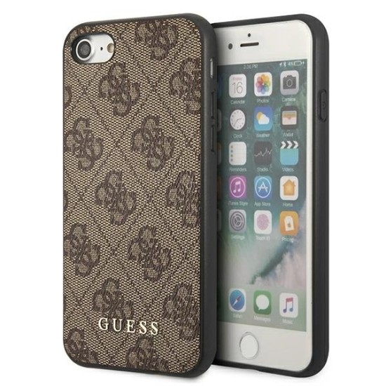 Guess 4G Metal Gold Logo Case for iPhone SE 2022 / 2020 / 7 / 8 - Brown