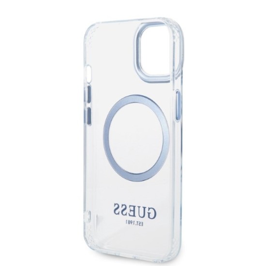Guess Metal Outline MagSafe case for iPhone 14 Plus - blue Guess Metal Outline MagSafe case for iPhone 14 Plus - blue