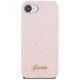 Guess Silicone Script Metal Logo MagSafe iPhone 16e Case - Pink