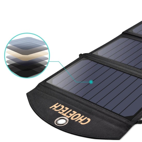 Choetech SC001 solar foldable charger 19W 2x USB-A - black Choetech SC001 solar foldable charger 19W 2x USB-A - black