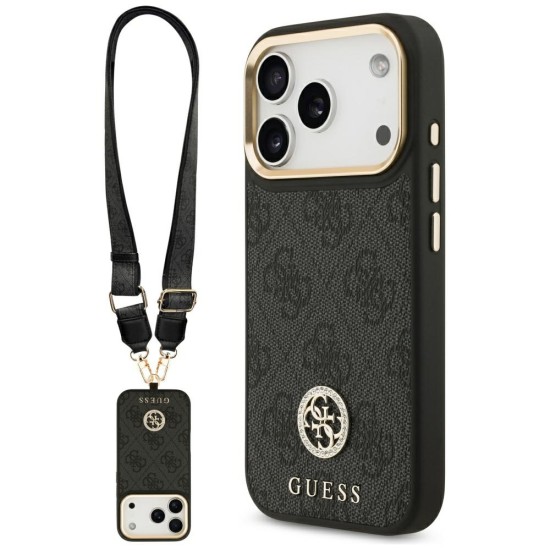 Guess 4G Strass Logo & Big Strap Metal Buttons MagSafe Case for iPhone 17 Pro - Black Guess 4G Strass Logo & Big Strap Metal Buttons MagSafe Case for iPhone 17 Pro - Black