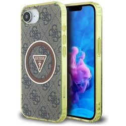 Guess IML Metal Glitter 4G Circle Triangle MagSafe case for iPhone 16e - brown Guess IML Metal Glitter 4G Circle Triangle MagSafe case for iPhone 16e - brown