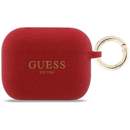 Guess Silicone Glitter Ring Case for AirPods Pro 3 - Red and Glitter Guess Silicone Glitter Ring Case for AirPods Pro 3 - Red and Glitter