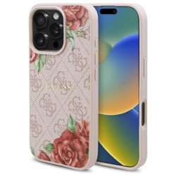 Guess GUHMP16LP4ROPEMCP iPhone 16 Pro 6.3" pink/pink hardcase 4G Flowers Print MagSafe Guess GUHMP16LP4ROPEMCP iPhone 16 Pro 6.3" pink/pink hardcase 4G Flowers Print MagSafe