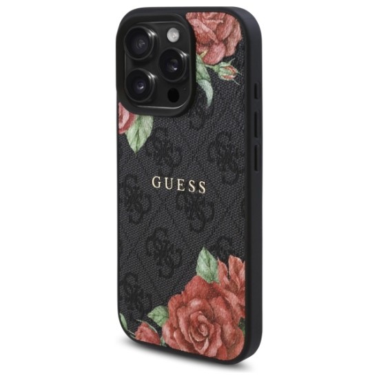 Guess GUHMP16LP4ROPEMCK iPhone 16 Pro 6.3" black/black hardcase 4G Flowers Print MagSafe Guess GUHMP16LP4ROPEMCK iPhone 16 Pro 6.3" black/black hardcase 4G Flowers Print MagSafe