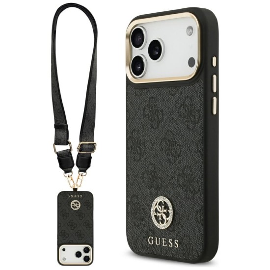 Guess 4G Srtass Logo & Big Strap Metal Buttons MagSafe Case for iPhone 17 Pro Max - Black Guess 4G Srtass Logo & Big Strap Metal Buttons MagSafe Case for iPhone 17 Pro Max - Black