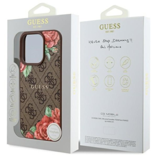 Guess GUHMP16XP4ROPEMCW iPhone 16 Pro Max 6.9" brown/brown hardcase 4G Flowers Print MagSafe Guess GUHMP16XP4ROPEMCW iPhone 16 Pro Max 6.9" brown/brown hardcase 4G Flowers Print MagSafe