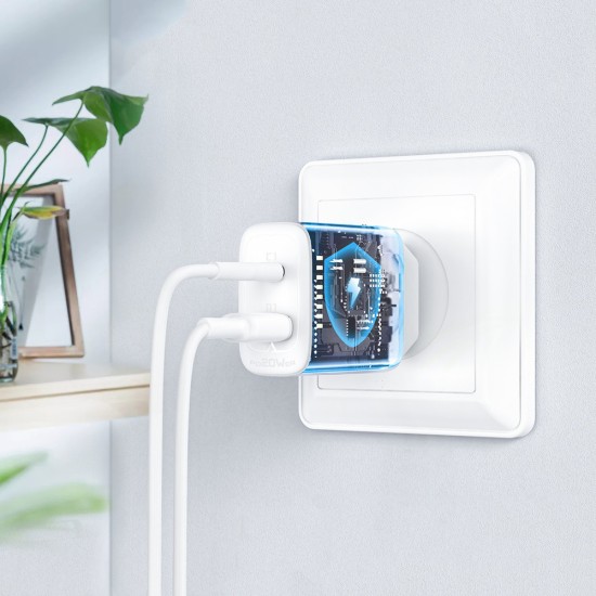 Acefast wall charger USB Type C / USB 20W, PPS, PD, QC 3.0, AFC, FCP white (A25 white) Acefast wall charger USB Type C / USB 20W, PPS, PD, QC 3.0, AFC, FCP white (A25 white)