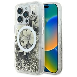 Guess Liquid Glitter Flower MagSafe iPhone 16 Pro Case - Beige Guess Liquid Glitter Flower MagSafe iPhone 16 Pro Case - Beige
