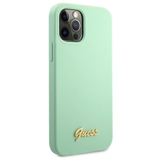 Guess Metal Logo Script Case for iPhone 12 Pro Max 6.7" - Green