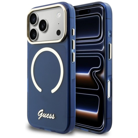Guess IML Script Metal MagSafe Case for iPhone 17 Pro - Blue Guess IML Script Metal MagSafe Case for iPhone 17 Pro - Blue
